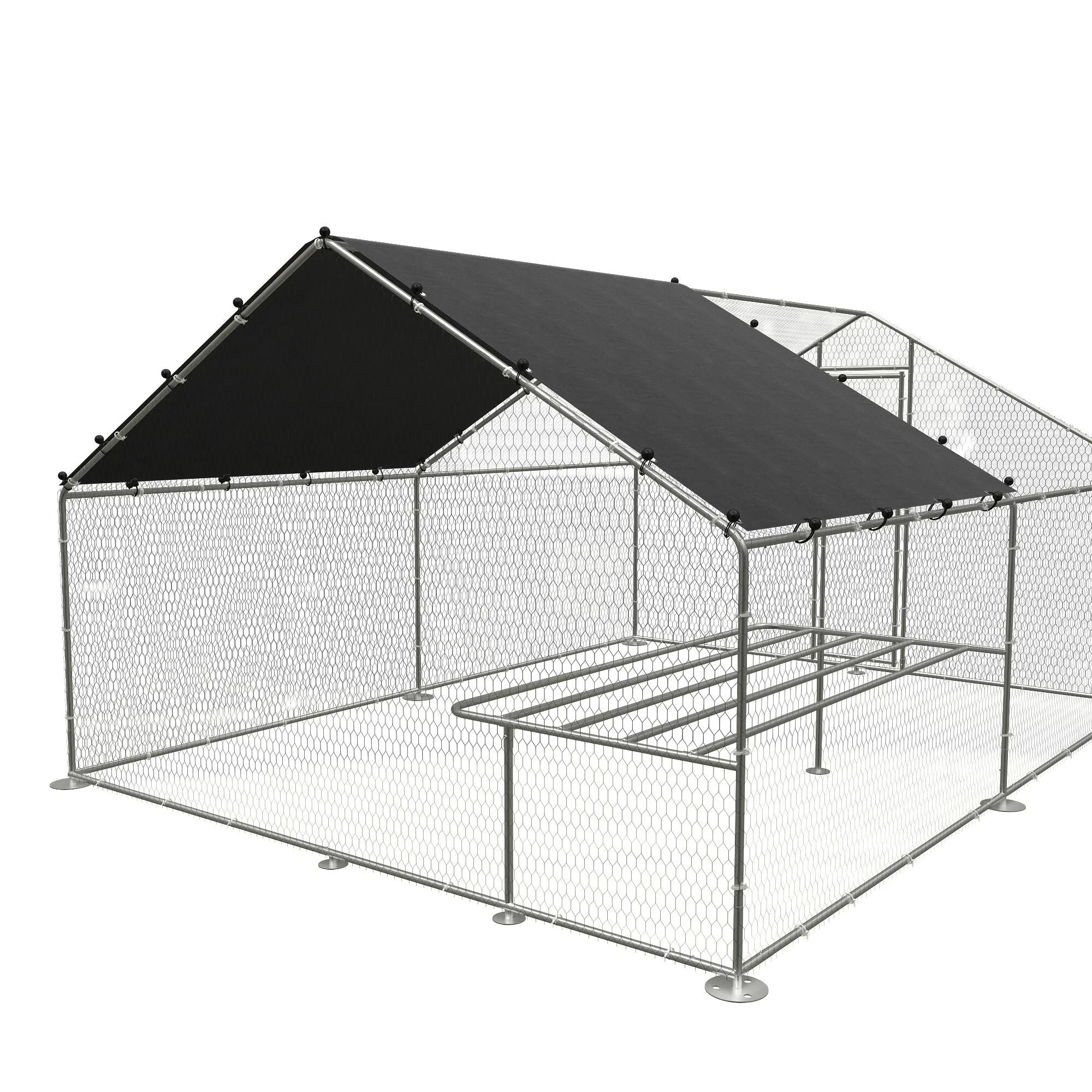 Large metal walk-in chicken coop  with waterproof and UV protection cover