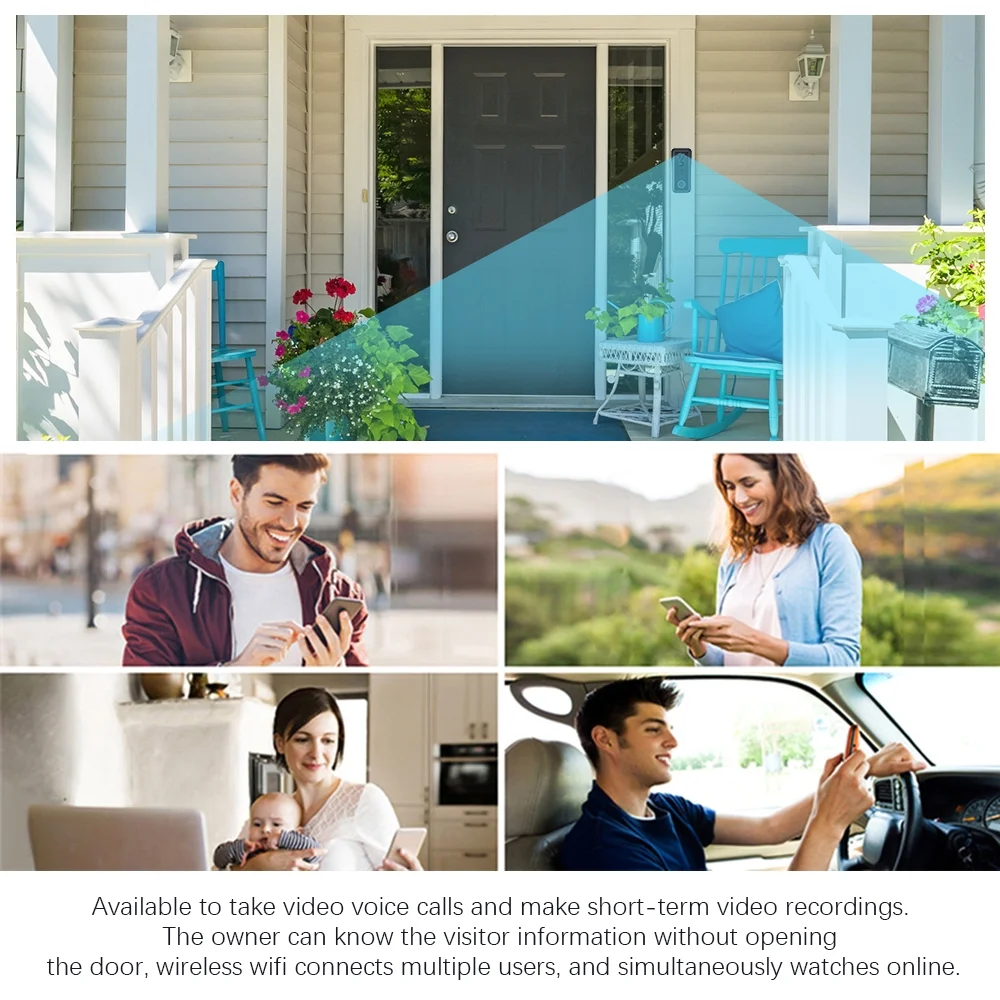 Dazzduo Doorbell,WiFi Video Doorbell Doorbell Audio Motion Infrared Infrared Vision Real-time Doorbell Camera Video Camera 2-Way Audio Motion Motion Infrared Vision Doorbell Camera 1080P Camera