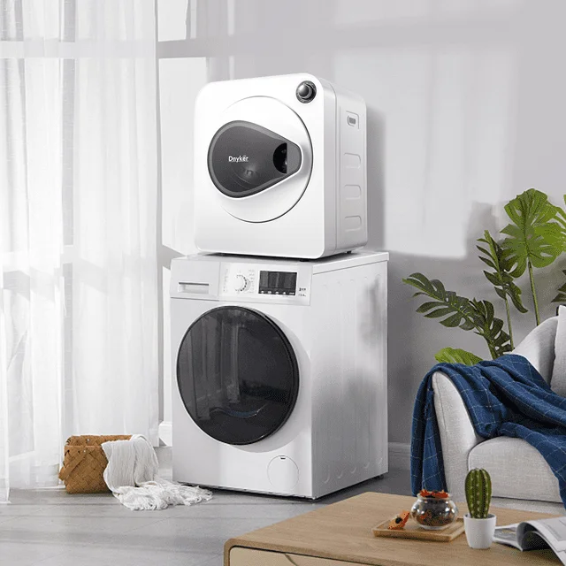 YOLENY 1.6 Cu.Ft. Electric Compact Laundry Dryer, 9 lbs. Load Stainless Steel Portable Dryer With Exhaust Pipe, Clothes Dryer for Apartments, White