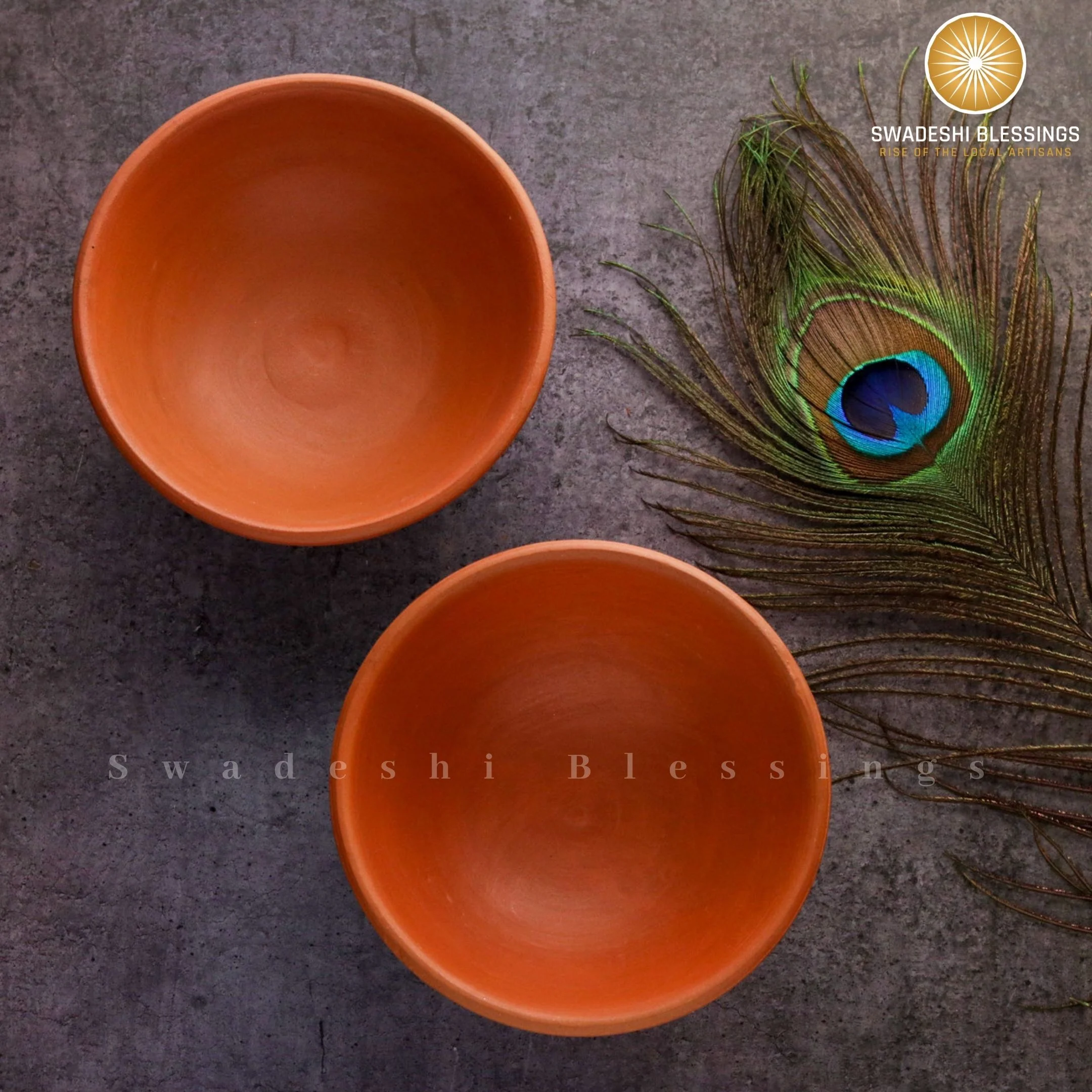 Swadeshi Blessings Unglazed Clay Serving Bowl Set of 2/ Terracotta Bowls