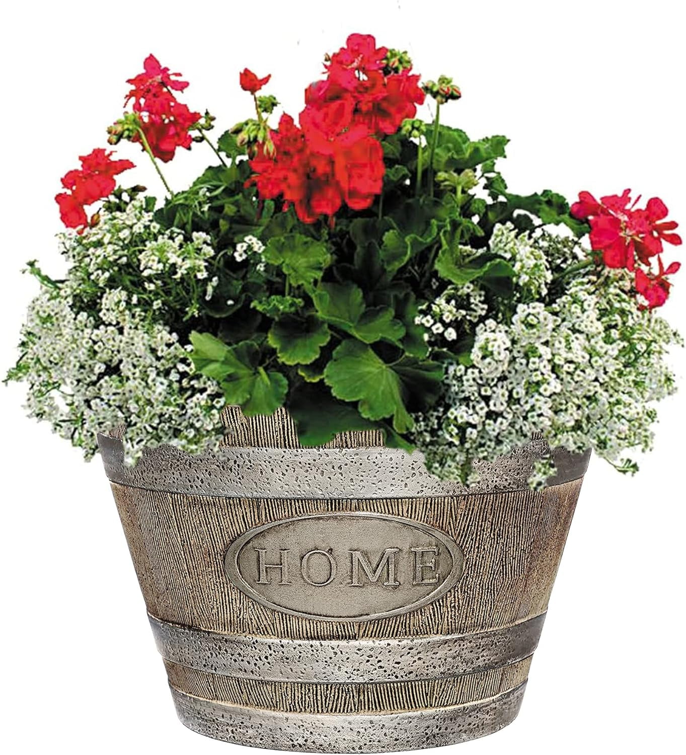 Whiskey Plastic Resin Home Flower Barrel Planter, Oak Brown, 15