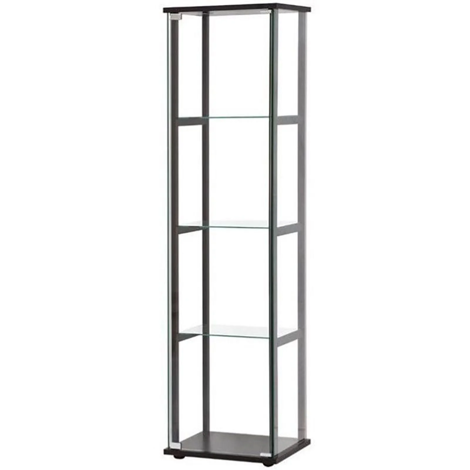 Home Square 3 Piece Glass Curio Cabinet Set with 3 Shelf 4 Shelf and 5 Shelf