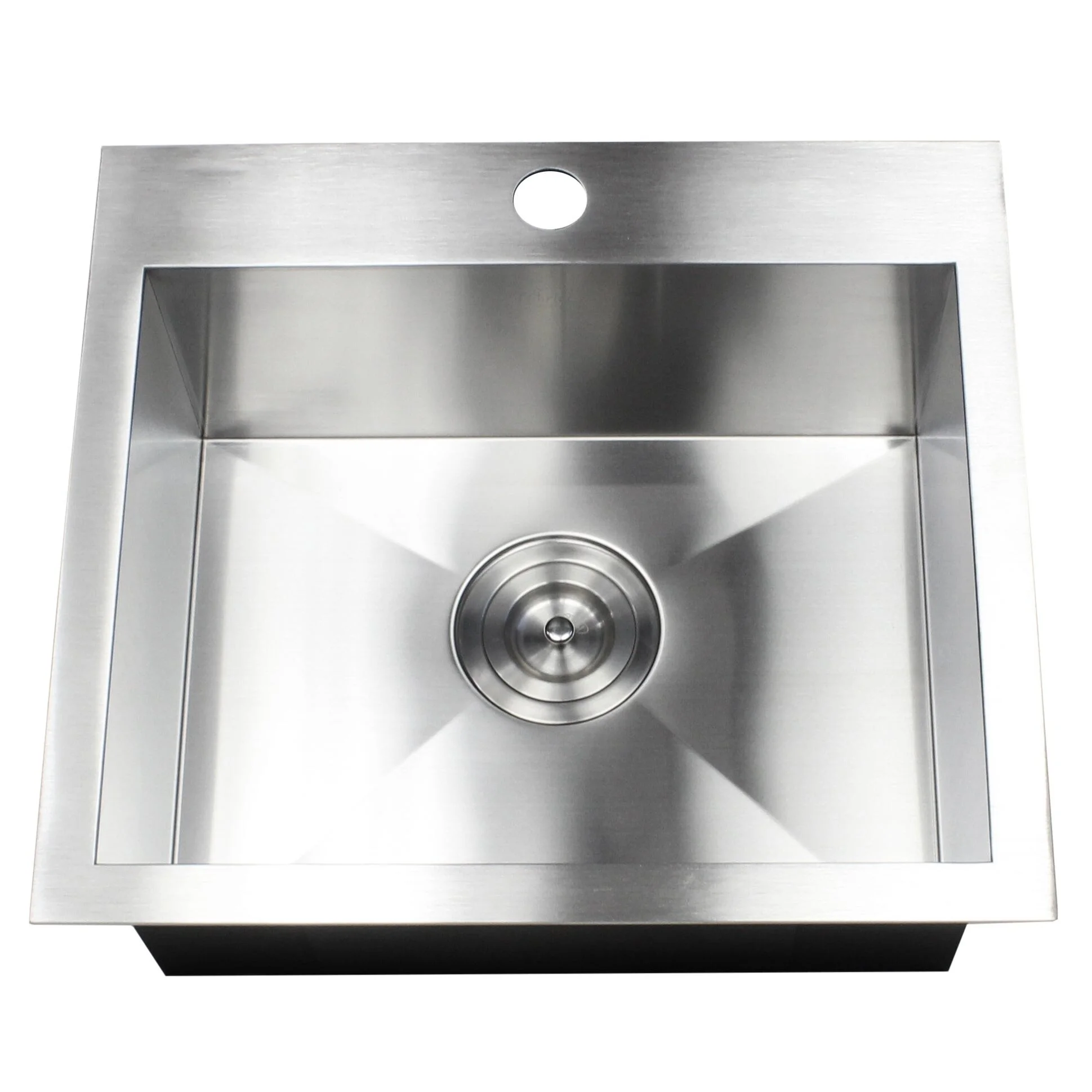 Contempo Living Inc Topmount / Drop-in 19 in. x 17 in. x 9 in. Stainless Steel Prep / Bar / Island Single Bowl Zero Radius Kitchen Sink