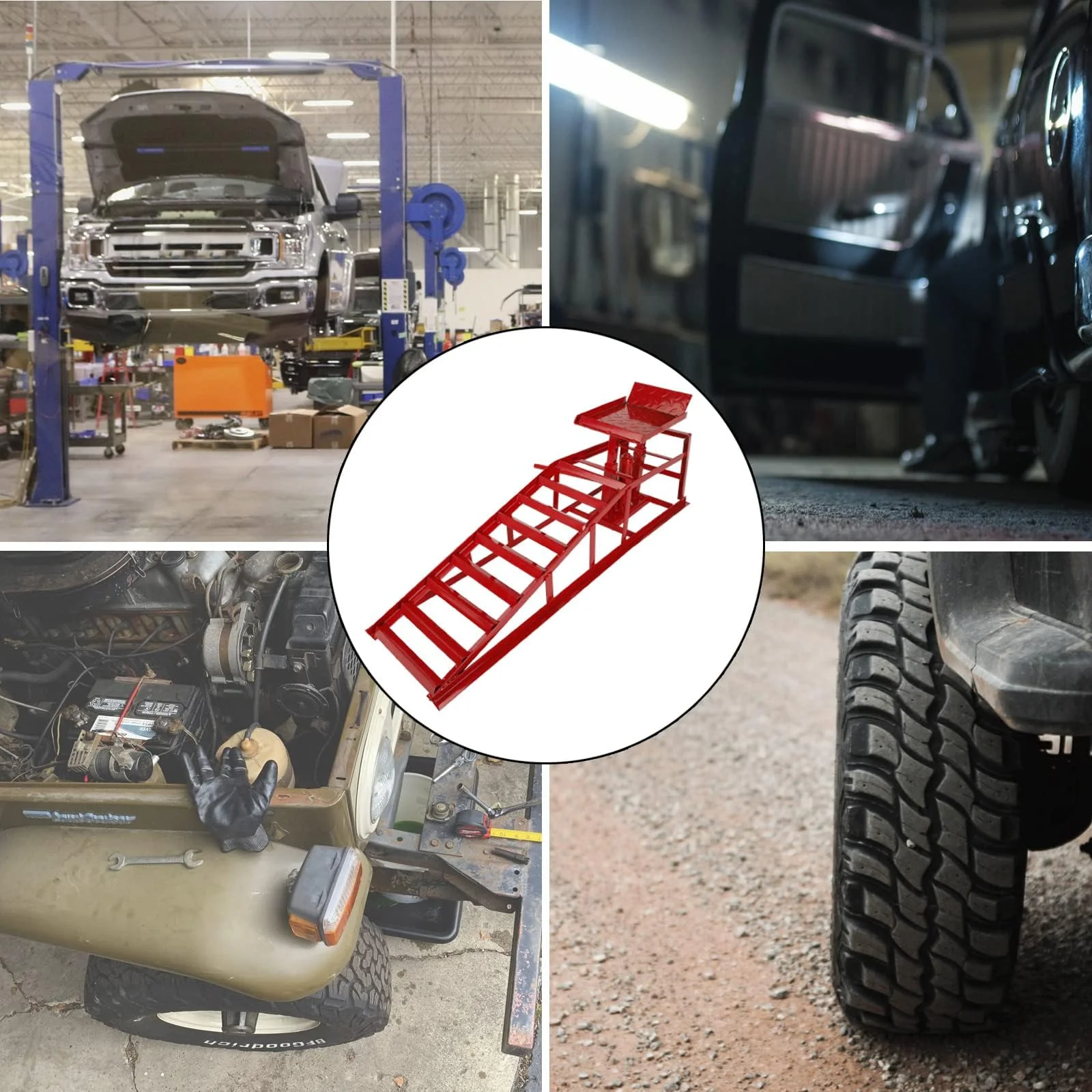 Confote Hydraulic Car Ramp 10000 lbs 5T Hydraulic Ramp with Hydraulic Jack for Auto Car Truck ,1-Pack