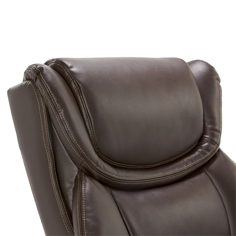 Scranton & Co Modern Faux Leather & Wood Executive Chair in Coffee Brown