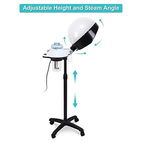Salon Hair Steamer Rolling Stand Hooded Hair Coloring Perming Conditioning Steamer with Rolling Floor Stand US Plug 110v