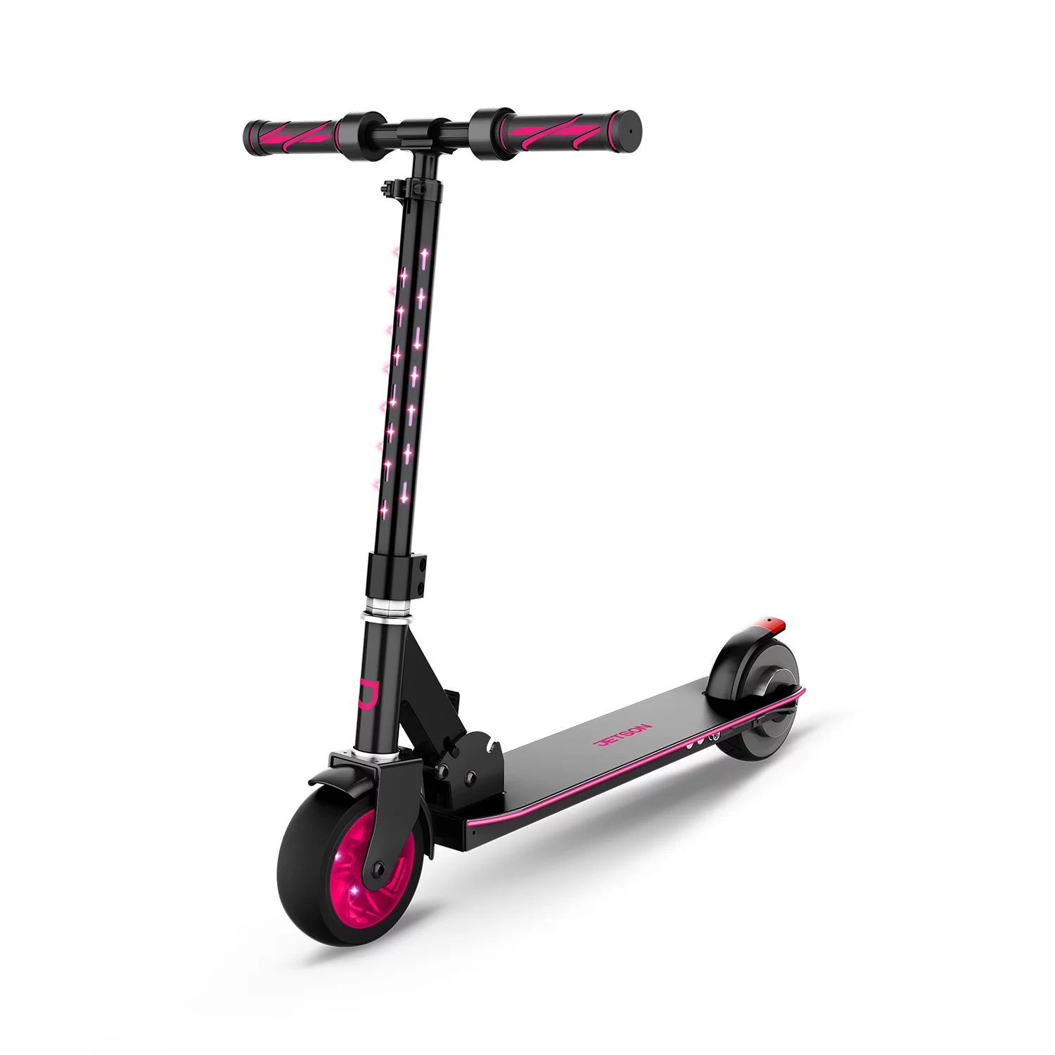 Jetson Glow Kids Electric Scooter with Throttle, LED Lights on Deck and Stem with Light-Up Handlebar Grips, For Kids 8 and Up, Pink