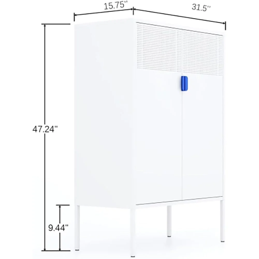 Sumdeal Metal Storage Locker Cabinet - Adjustable Shelves, Free Standing Ventilated Sideboard Steel Cabinets for Office, Home,White