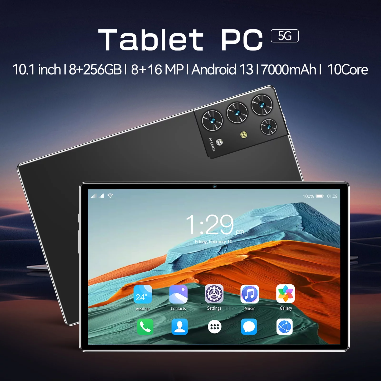 Anself Tablet 10.1 inch Screen, 5G Calling, 10 Core MTK6797 Processor, 128GB Expandable Memory, High Clear Large Screen, Tablet Computer