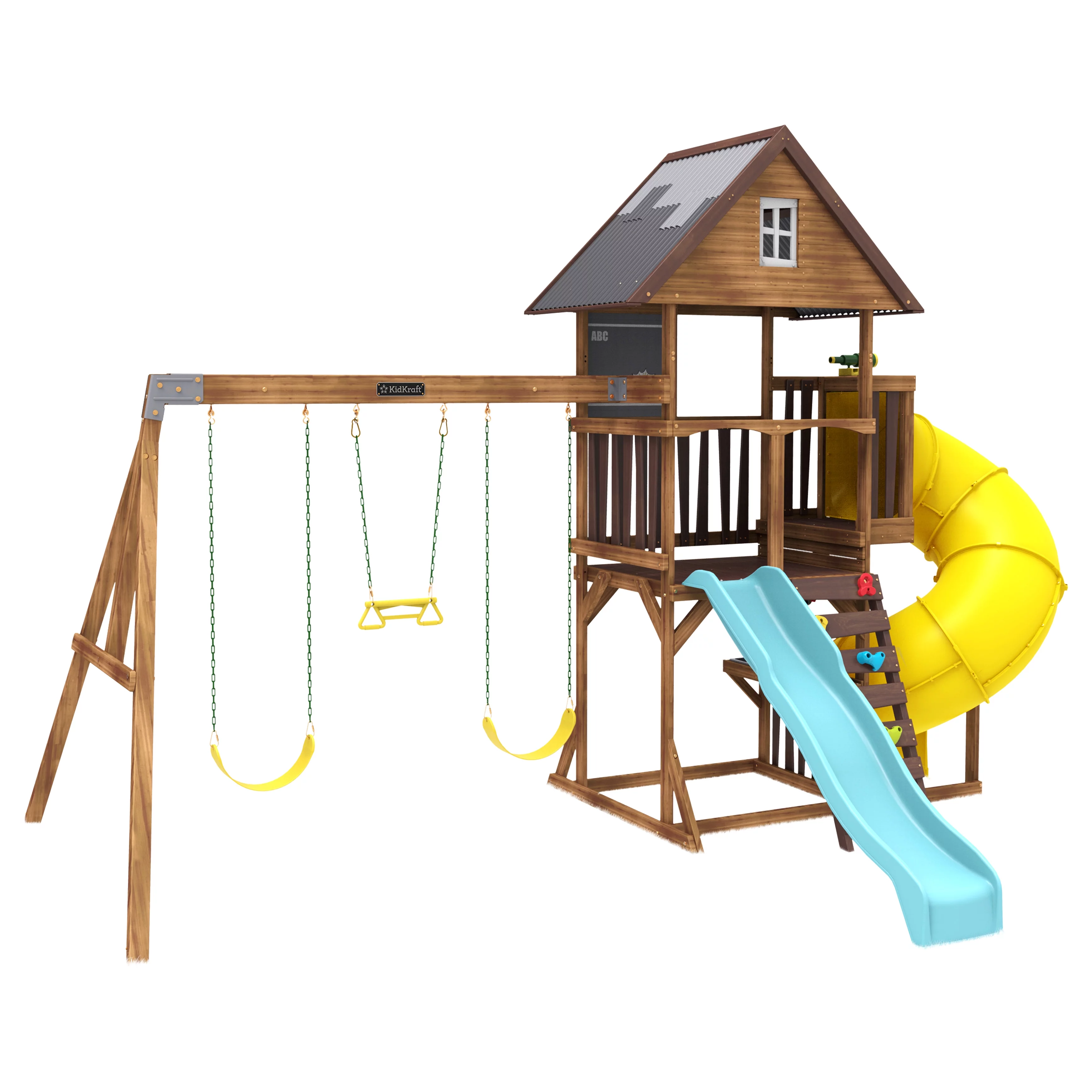 KidKraft Ryan's World Twisty Tower Wooden Swing Set