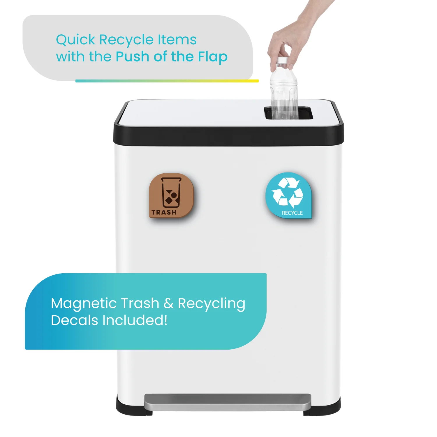 Home Zone Living 18.5 gal Kitchen Garbage Can with Cleanaura Pack, White