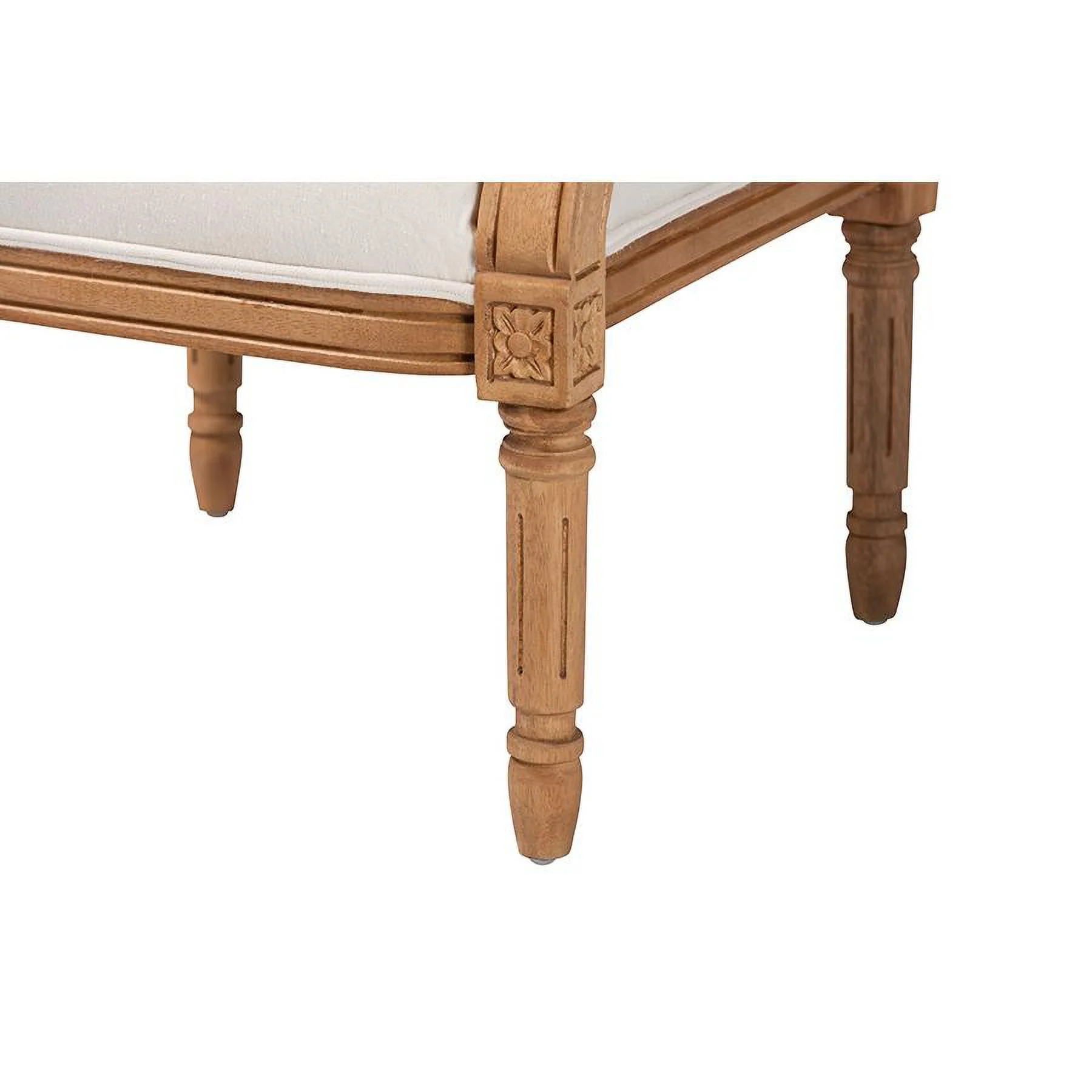 bali & pari Garridan Traditional French Beige Fabric and Honey Oak Finished Wood Accent Chair