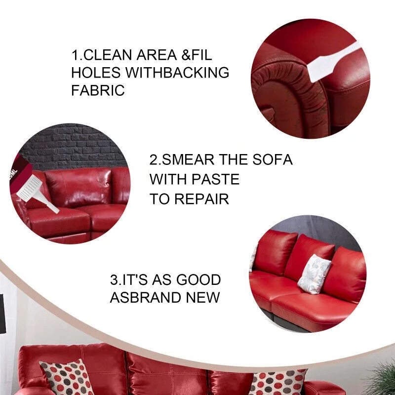 Advanced Leather Repair Kit Filler Vinyl DIY Car Seat Patch Sofa Rip Holes 🔥