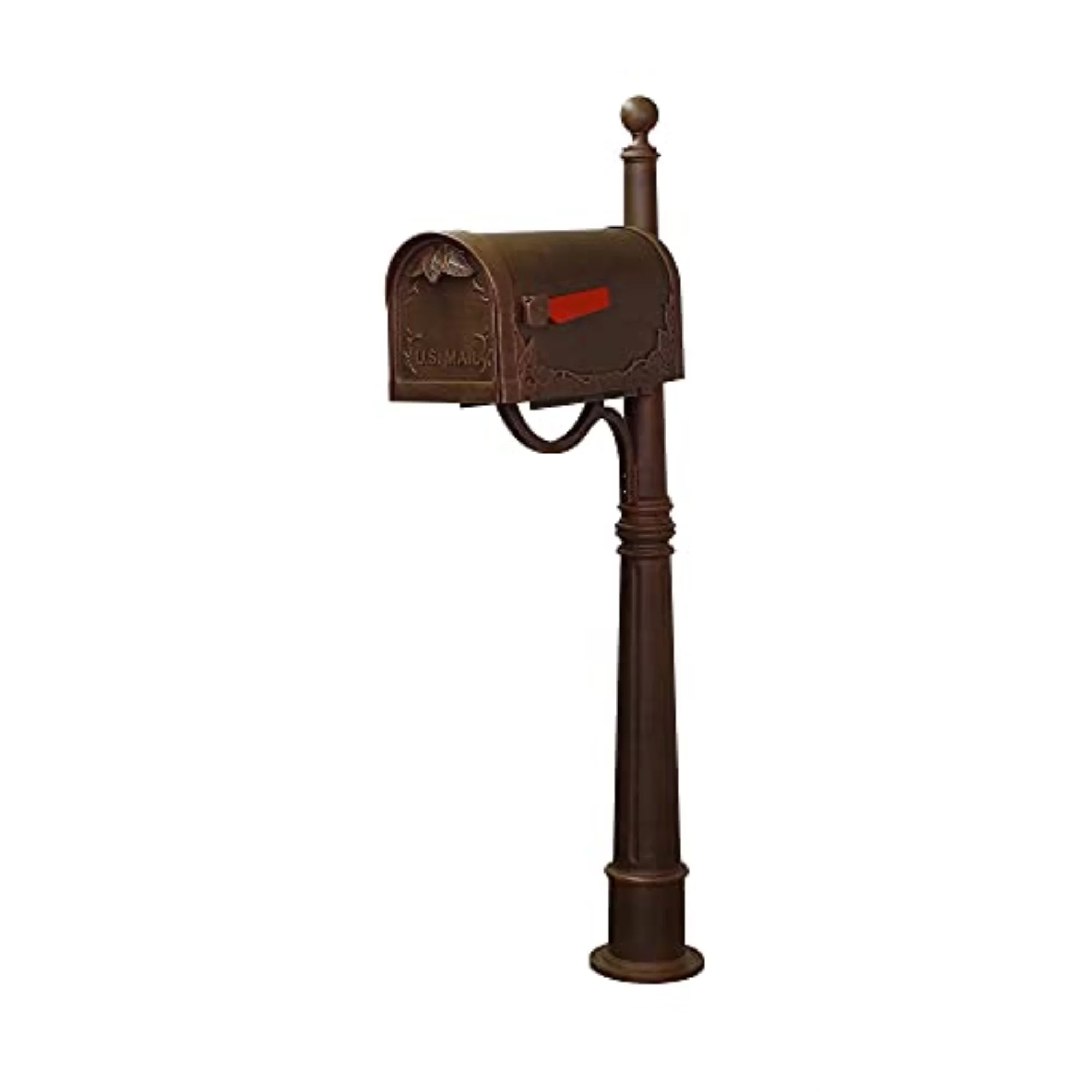 Floral Curbside Mailbox with Locking Insert and Ashland Mailbox Post