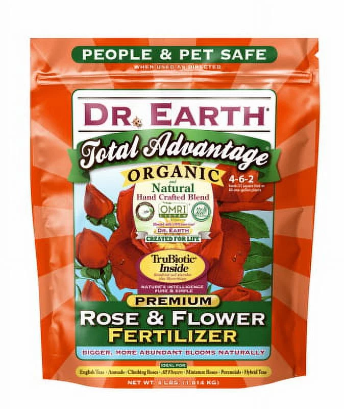 Dr Earth Total Advantage 4 LB 5-7-2 Rose & Flower Fertilizer Builds Soil Health