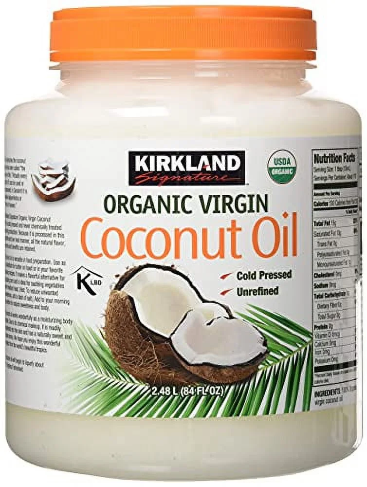 Kirkland Organic Virgin Coconut Oil, Cold Pressed Unrefined, Bulk Food Service - 84 Fl Oz | Pack of 8