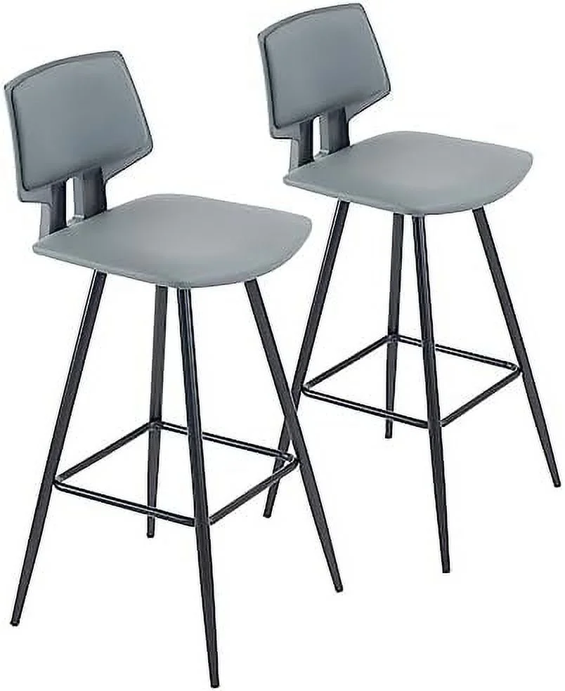 TJUNBOLIFE 28" Metal  Stools Set of 4  Modern  Chairs with PU Leather Upholstered for Kitchen Dining Cafe Counter Height Island Chairs (4  Dark Blue)
