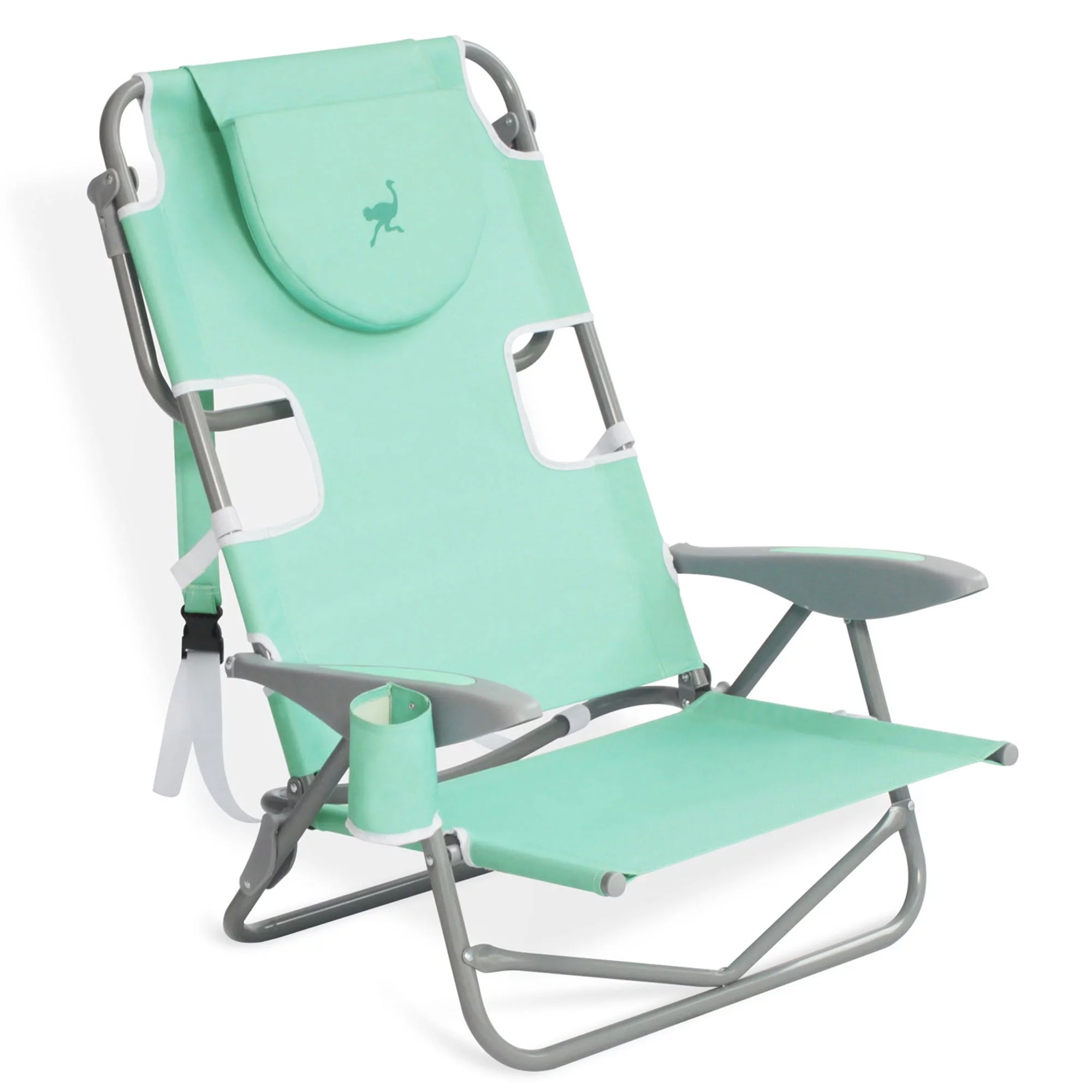 Ostrich Chaise Lounge Beach Chair w/On-Your-Back Camping Lawn Chair, Teal
