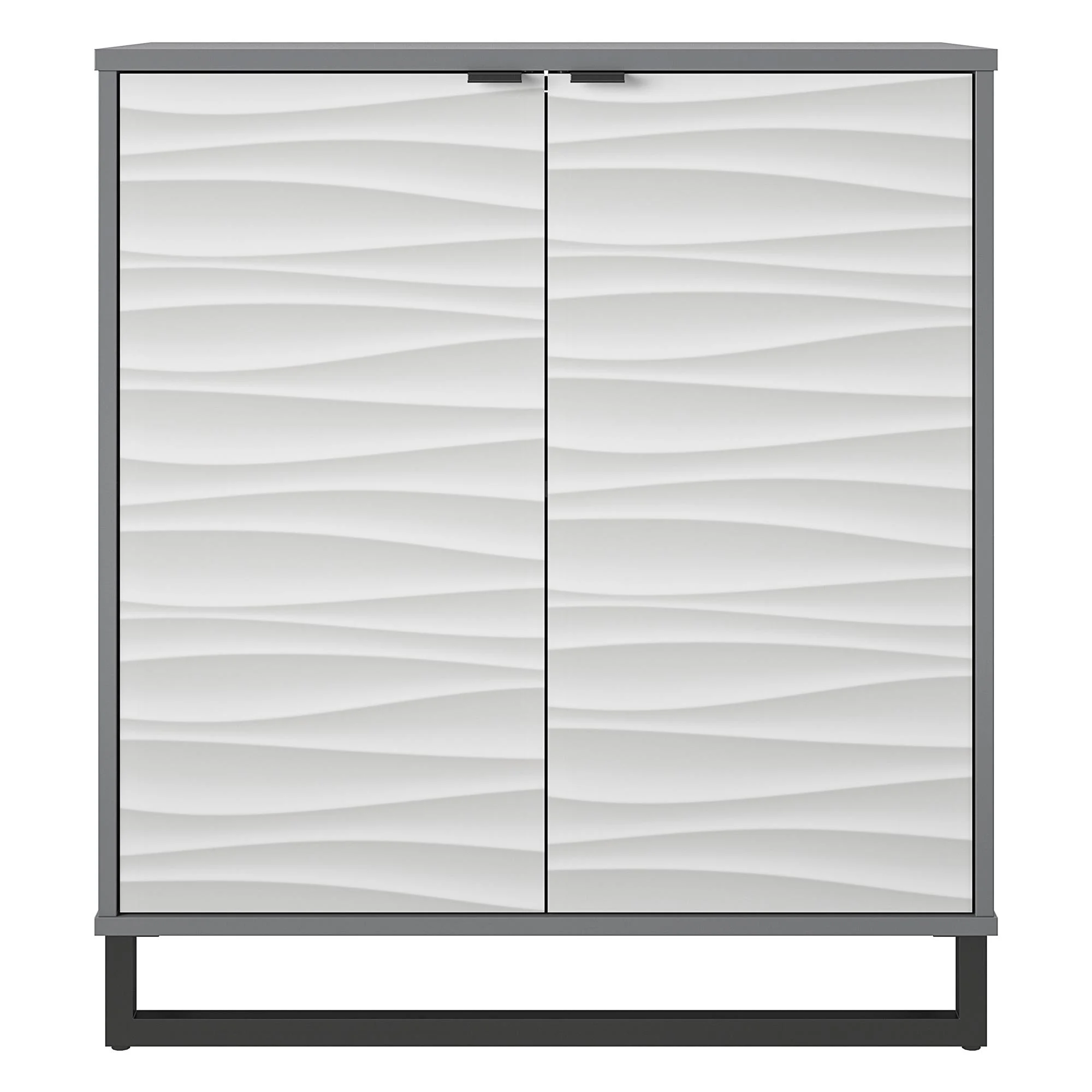 Ameriwood Home Monterey Two-Door Accent Cabinet, Faux Wave Pattern with Graphite