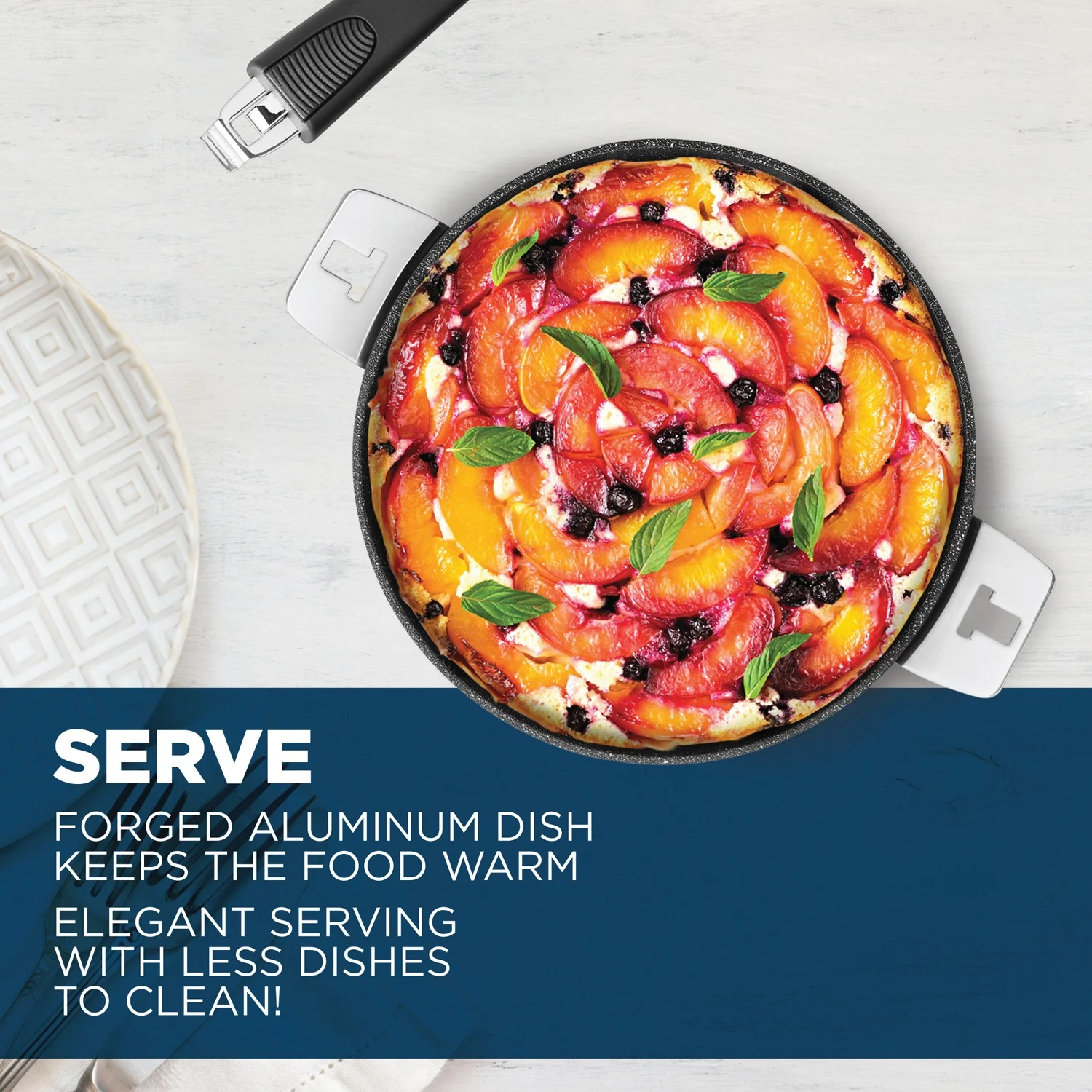 THE ROCK by Starfrit 034712-004-0000 9-Inch Fry/Cake Pan with T-Lock Detachable Handle