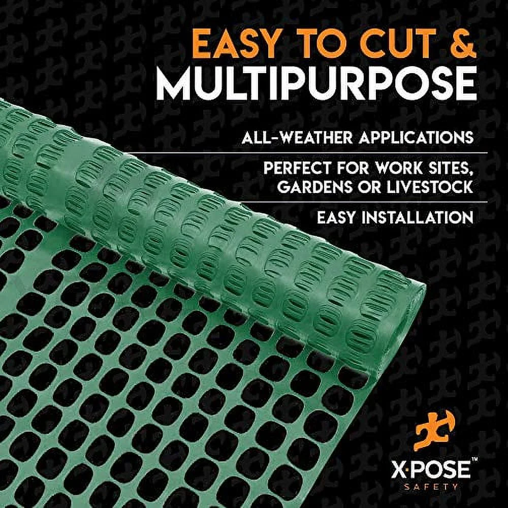 Xpose Safety Green Safety Privacy Fence - 4' x 50' - Garden Netting, Fencing Screen for Yard, Outdoor Snow, Dog and Pet Fence, Chicken Enclosure - Barrier Protection for Deer, Rabbit, Small Animal
