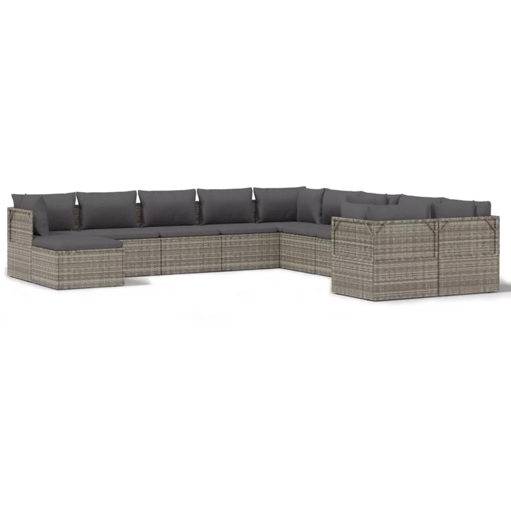 Aibecy 11 Piece Patio Set with Cushions Gray Poly Rattan