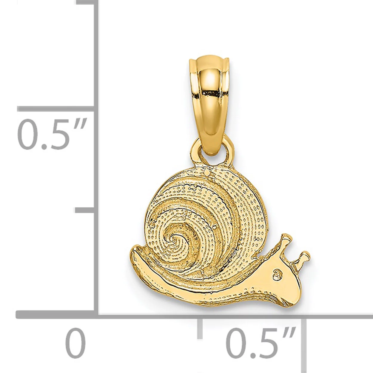 Carat in Karats 14K Yellow Gold Textured Mini Snail Pendant Charm (12.44mm) With 14K Yellow Gold Lightweight Rope Chain Necklace 20''