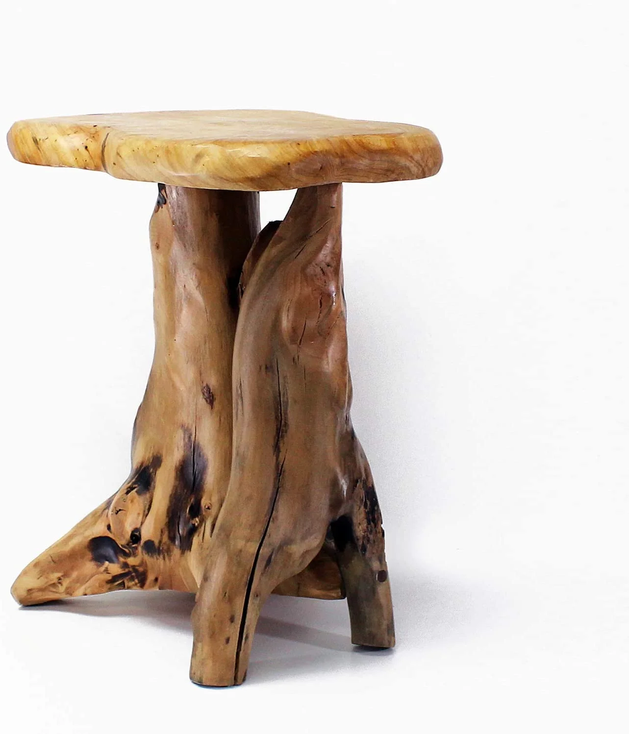 Cedar Root Wood Log Side Table, End Table, Rustic Primitive Natural Live Edge