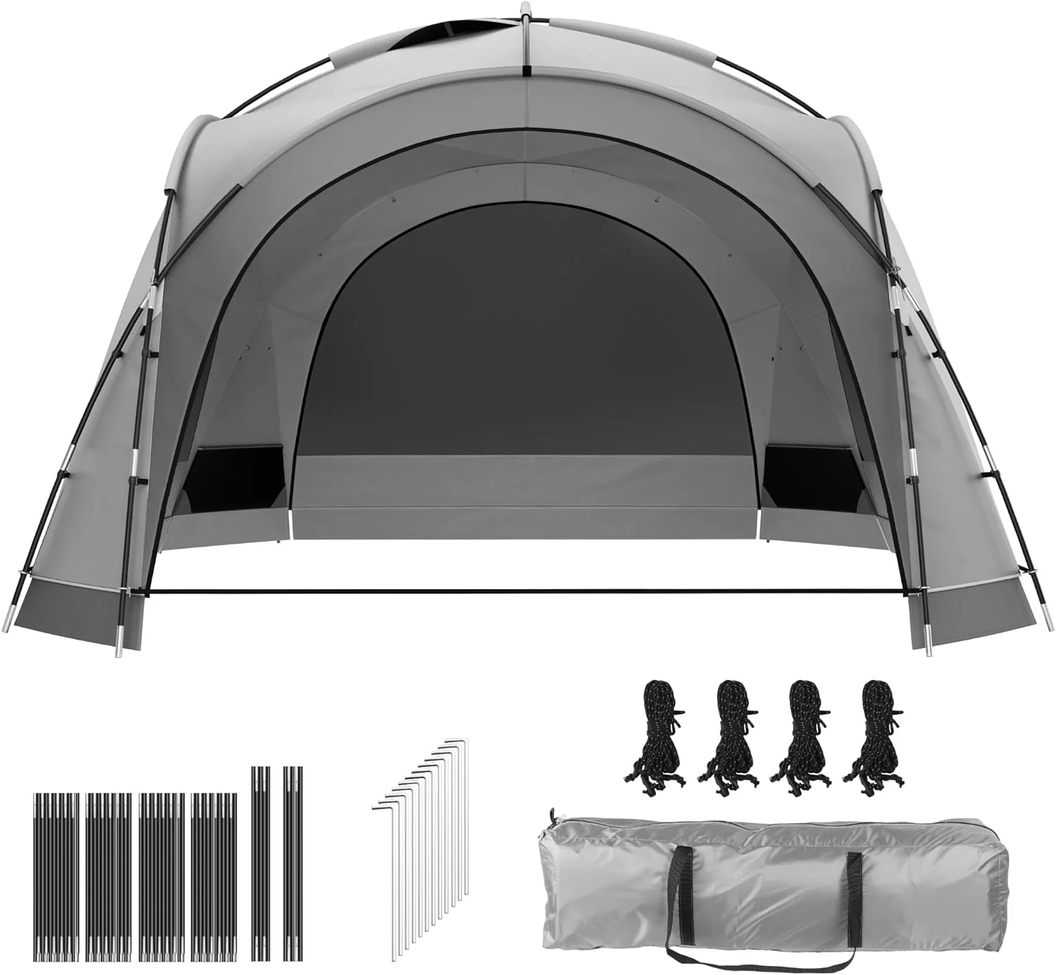 YANRUI 10 Person Beach Tent Beach Canopy UPF50+ Dome Tent Rainproof Portable with 2-Pcs Side Walls for Camping Trips, Hiking, Picnics, Party, Backyard Sun Shelter 12 X 12ft (Gray)