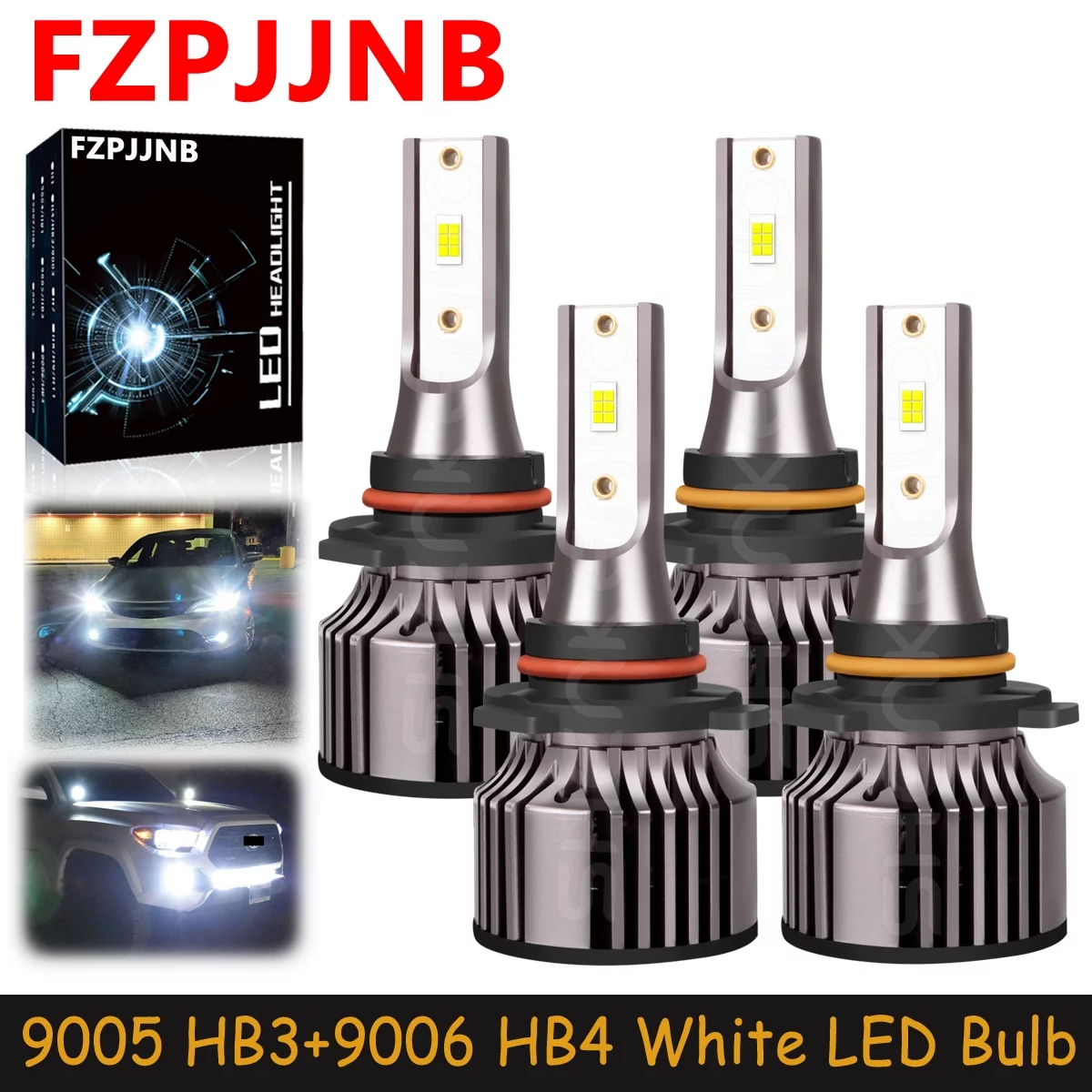 FZPJJNB for GMC Sierra 1500 HD 2500 HD 2001-2006 LED High Low Headlights Light Bulbs,9005+9006,White,V25,C43