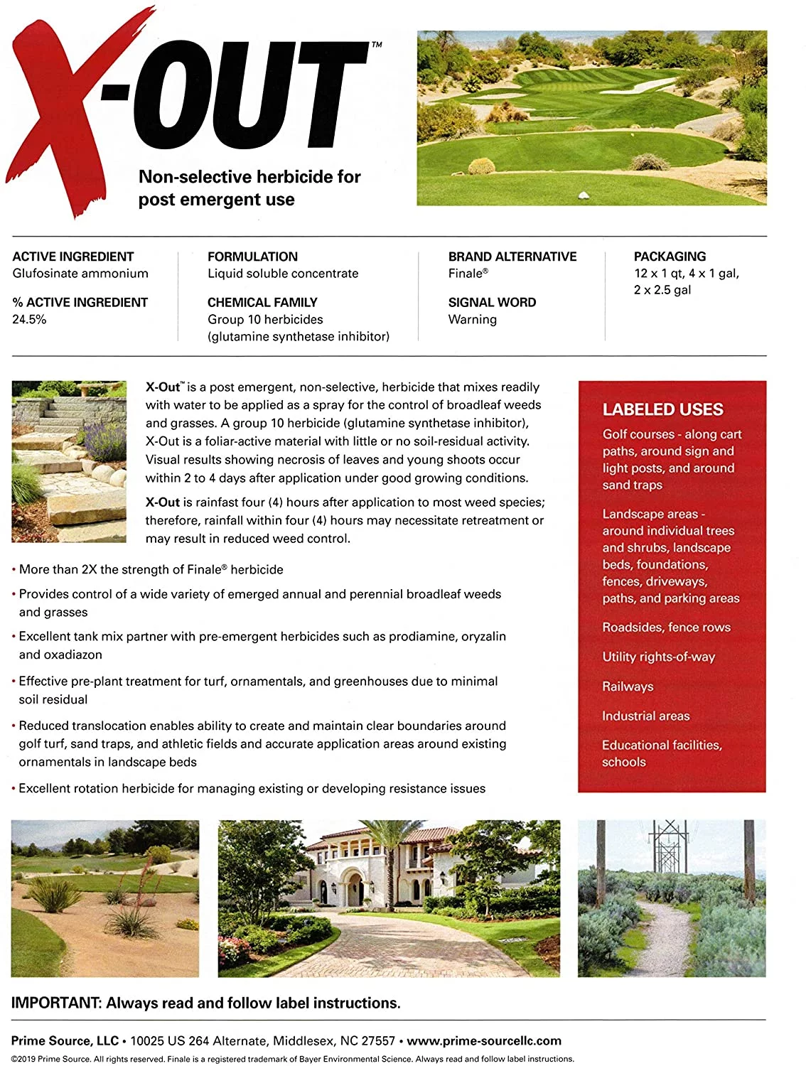 Primesource X-Out Non-Selective Herbicide for Post-Emergence use. 1 Quart