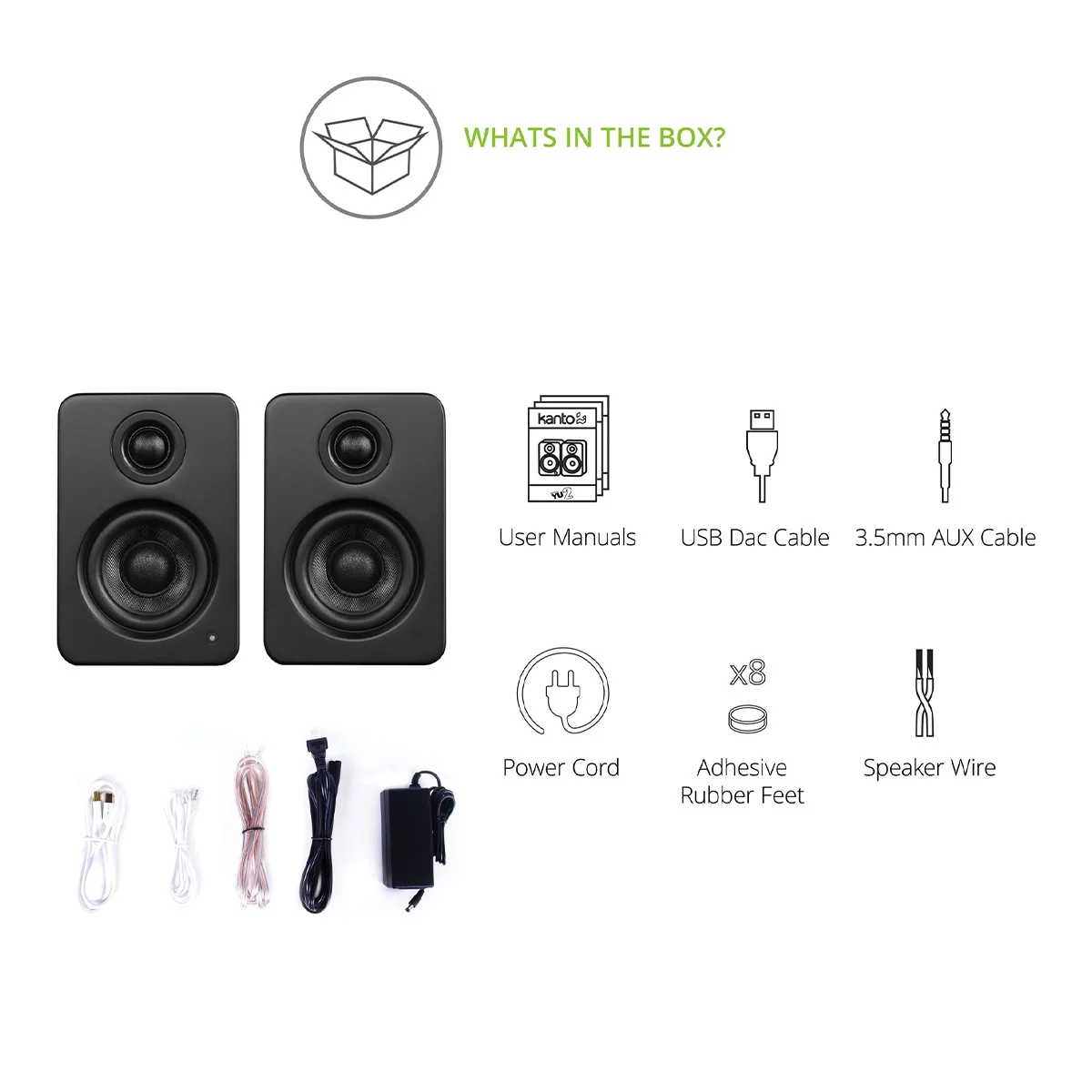 Kanto YU2 - Speakers - USB - 25-watt - 2-way - matte black