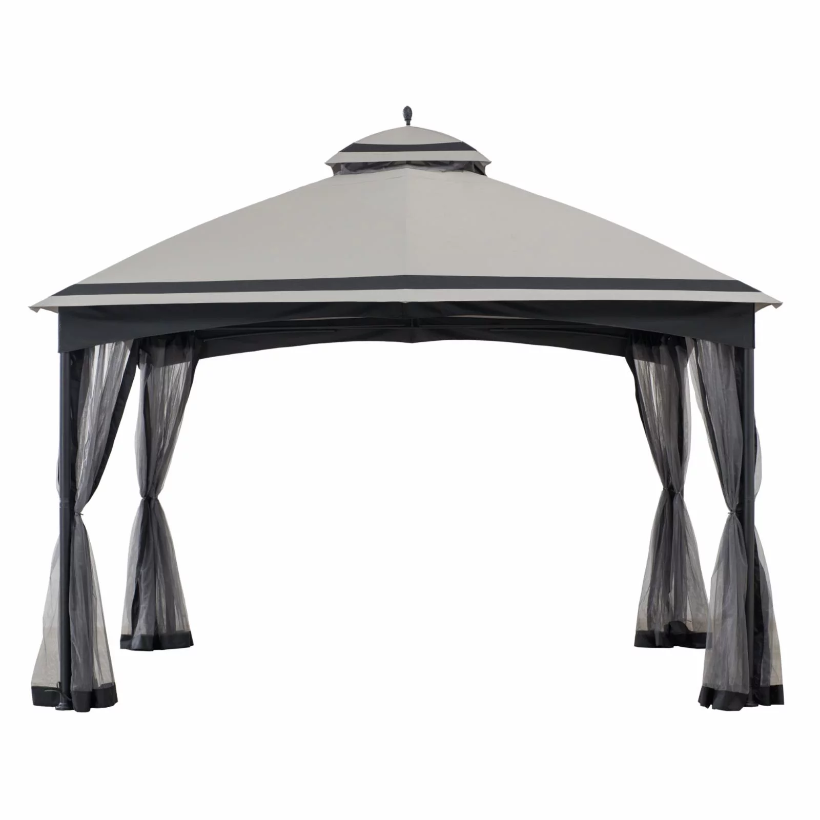 Sunjoy 2 Tone Striped 10.5 x 13 ft. 2 Tier Fabric Topped Steel Gazebo