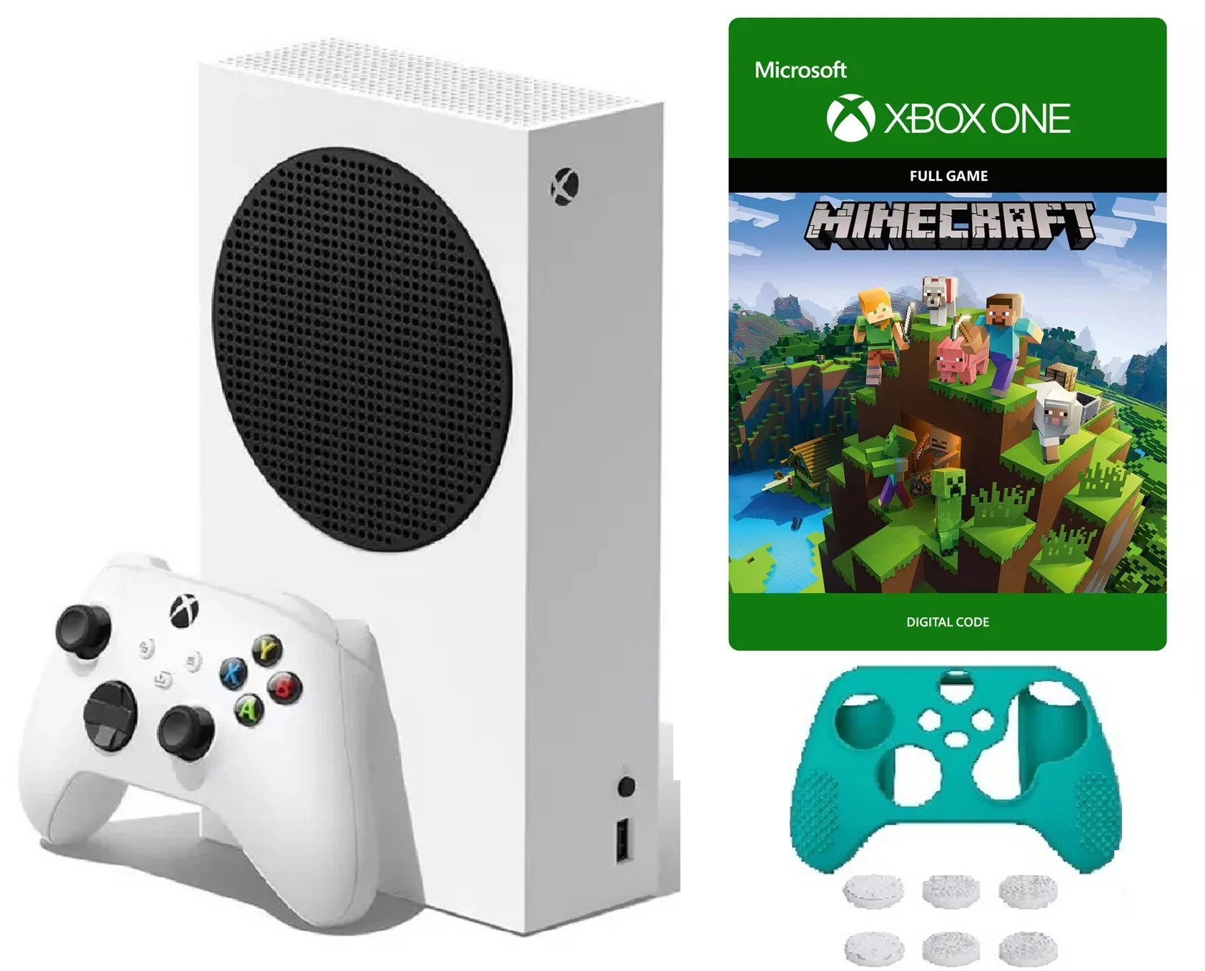 2022 Newest Xbox Series S Gaming Console System- 512GB SSD White Digital Version W/ Minecraft Full Game | Silicone Controller Cover Skin