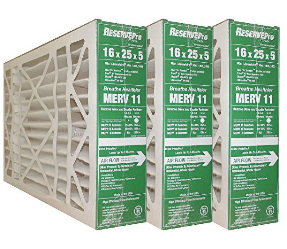 GeneralAire # 4541 MERV 11 for # GF 4511 ReservePro 16x25x5 furnace filter, Actual Size:15 5/8
