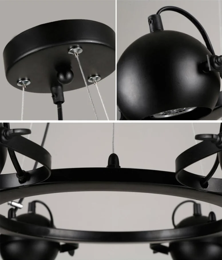 KPIBEST 6-Light Black Farmhouse Chandelier, 25.6