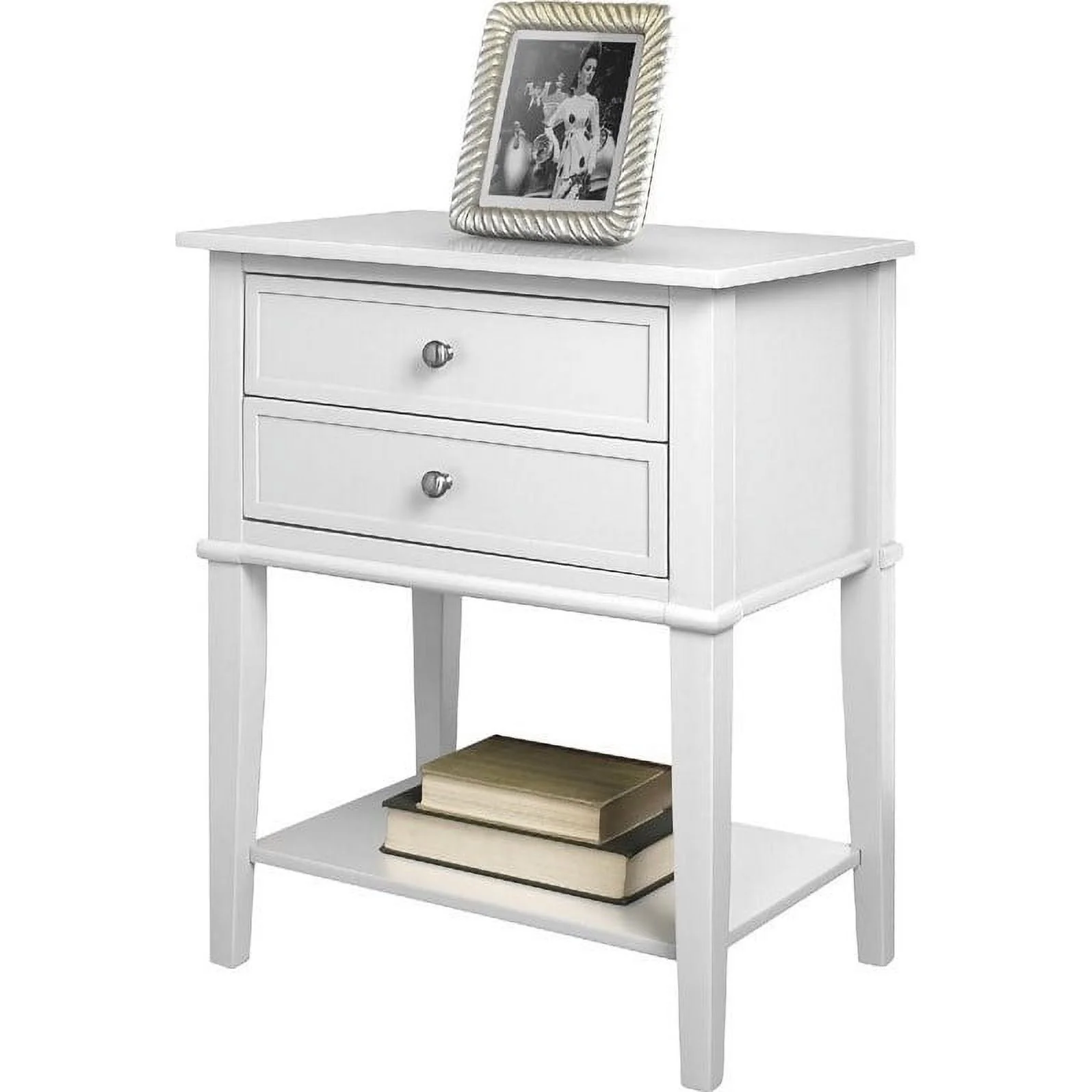 Ameriwood Home Franklin Wood Accent Tables with Drawers in White (Set of 2)