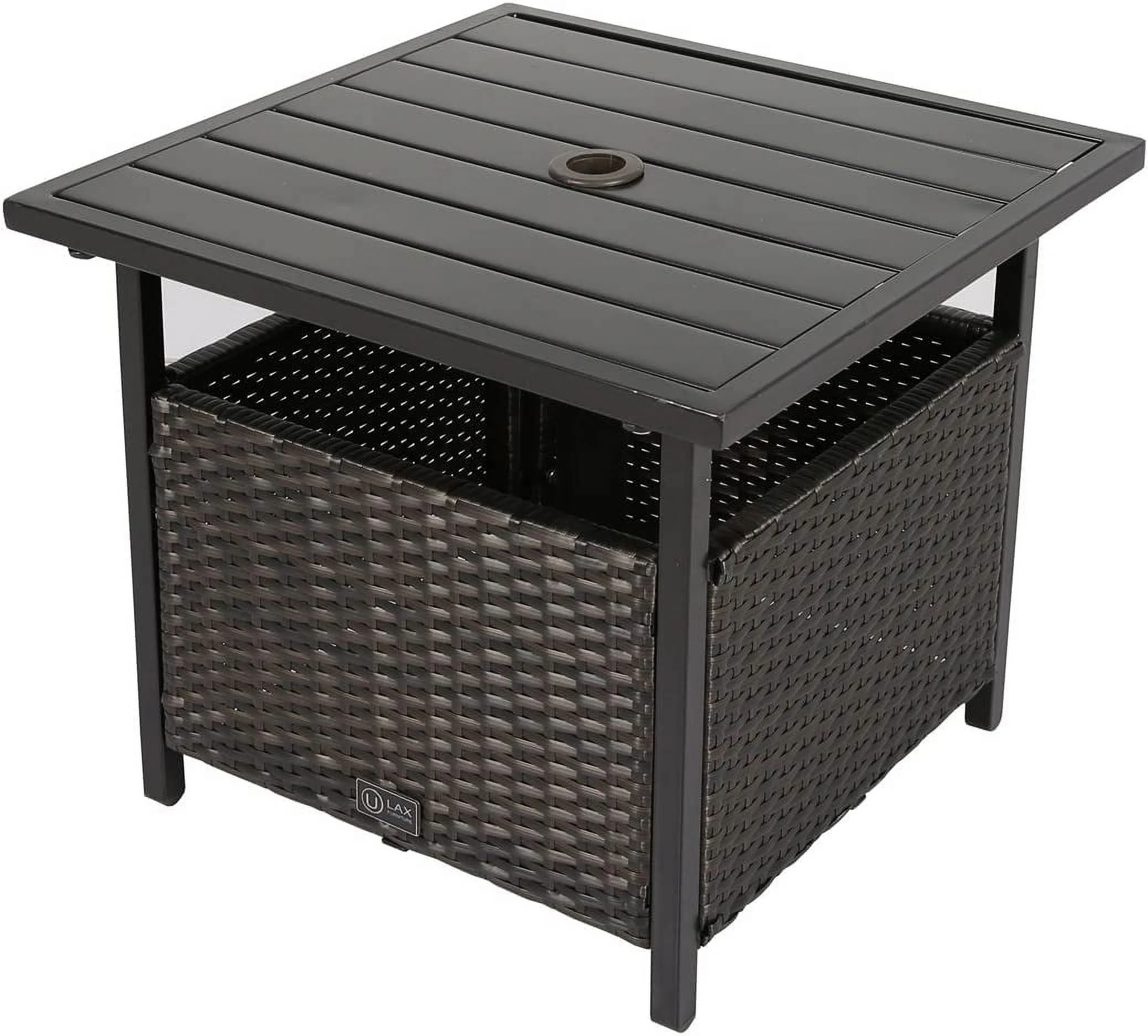 Patio Side Table Outdoor Wicker Umbrella Bistro End Table
