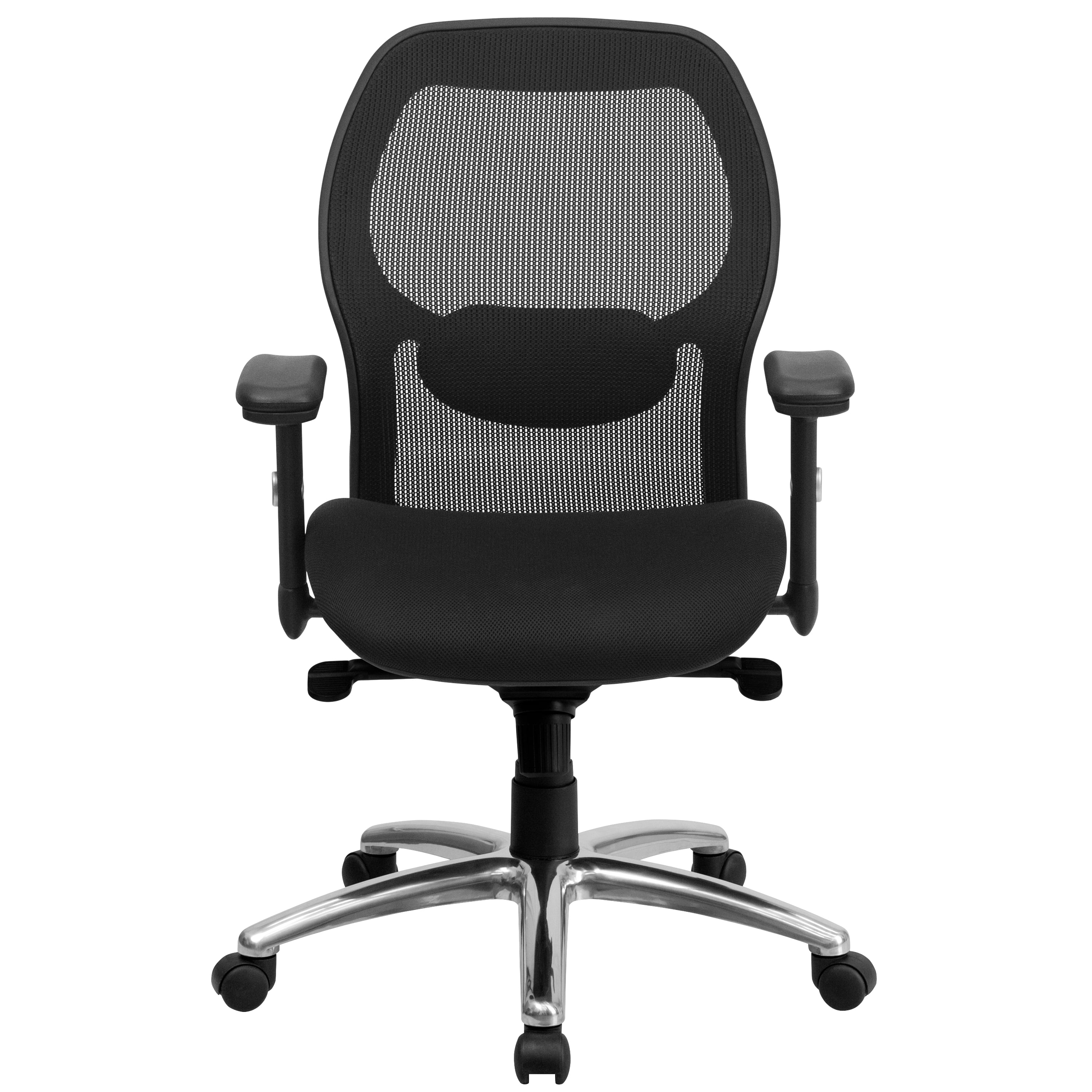 Emma + Oliver Mid-Back Black Mesh Executive Office Chair with Knee Tilt and Adjustable Lumbar & Arms