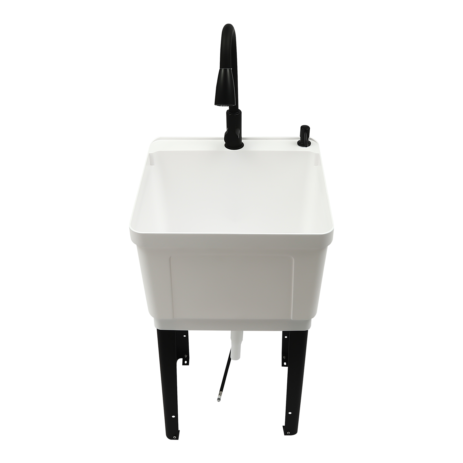 Laundry Sink With High Arc Stainless Steel Pull Down Faucet, Freestanding Space Saving Laundry Tub, Freestanding Wash Station