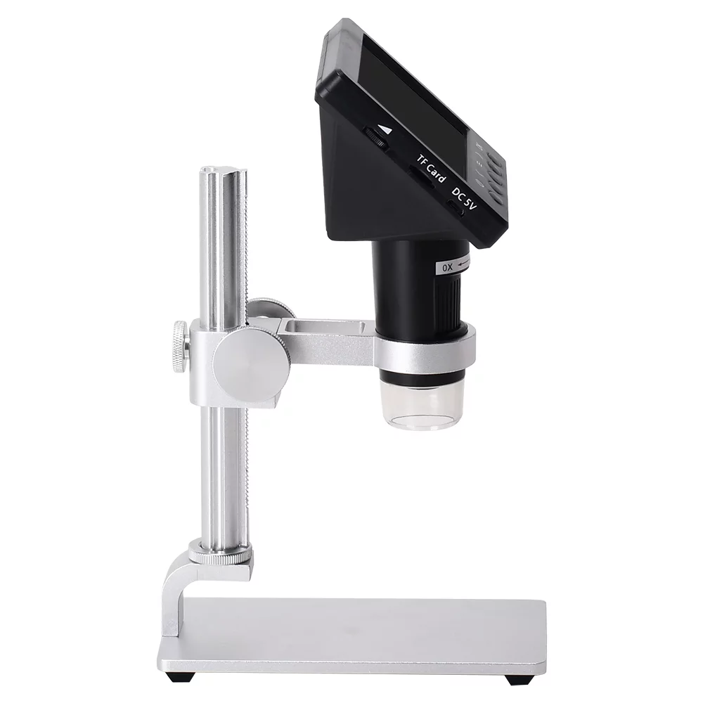 Lixada Digital Microscope 1000X with 4.3 Inch Display Photo Video Capture Adjustable LED Lights Aluminum Stand for Jewelry Identification Mobile Repairs
