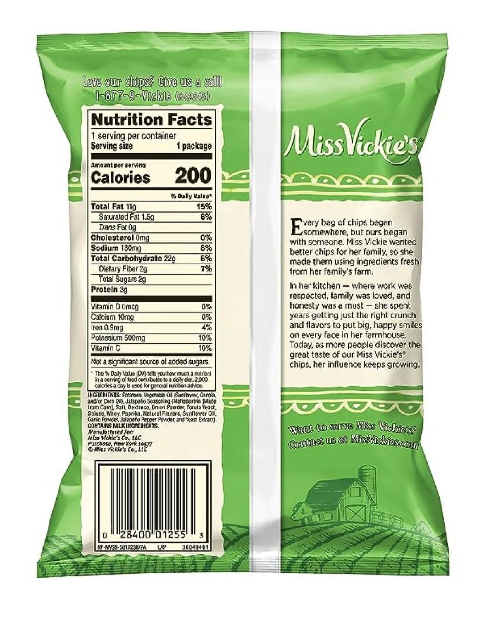 Jalapeno Flavored Chips by Miss Vickie's - 8 Pack (1.38 oz Each)