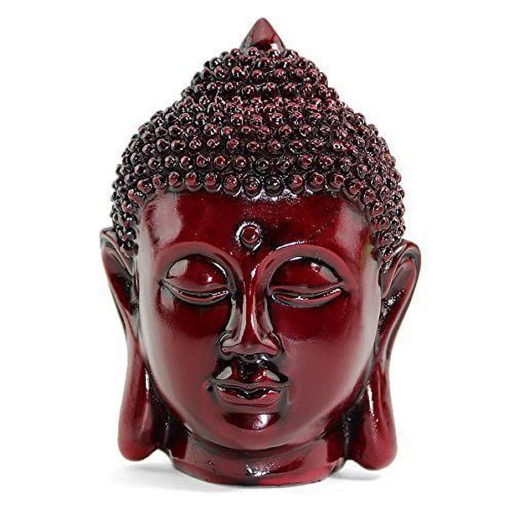 Smiling Meditating Red Buddha Shakyamuni Head Statue 5
