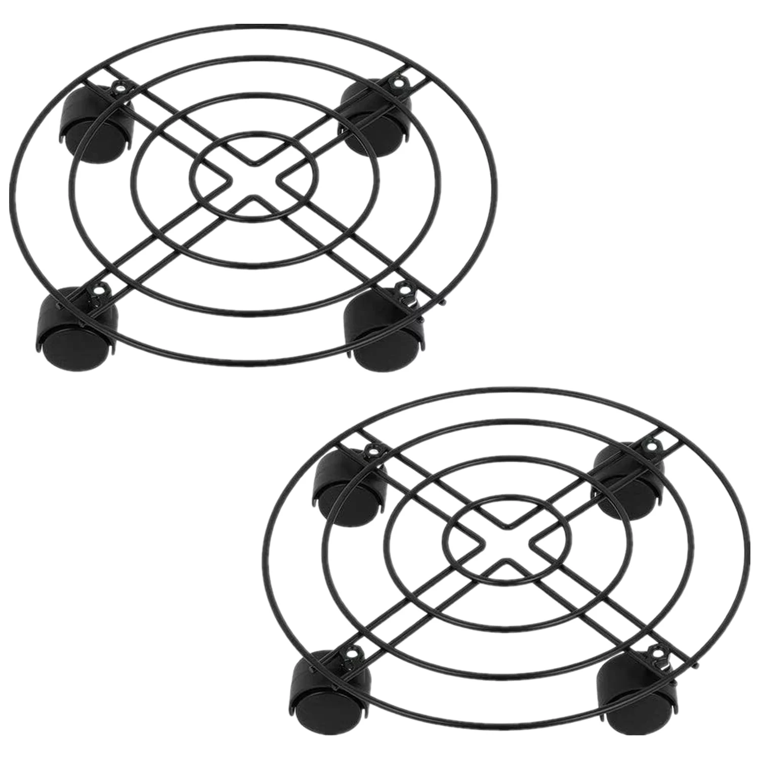 Oumilen Set of 2 Pot Rack with Rollers for Indoor Outdoor Planter, Black