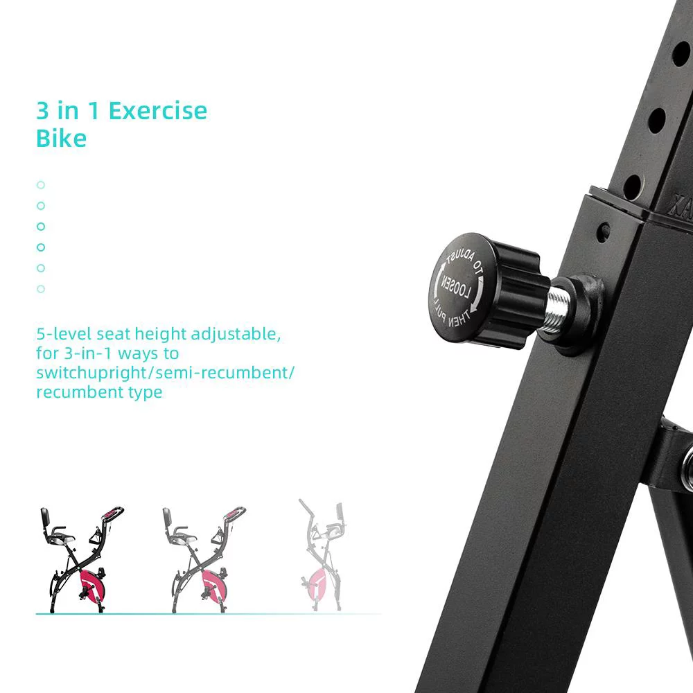 Zimtown Folding Upright Bike, X Bike Exericse Equipment, Pink