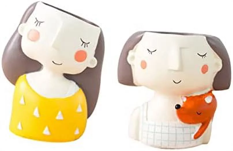 Chunhong 2 Pcs Plastic Container Indoor Planters Mini Pots Cactus Planter Face Planter Succulent Containers with Drainage Home Resin Tool Creative Resin Basin Resin Craft Bonsai Pot Wreath