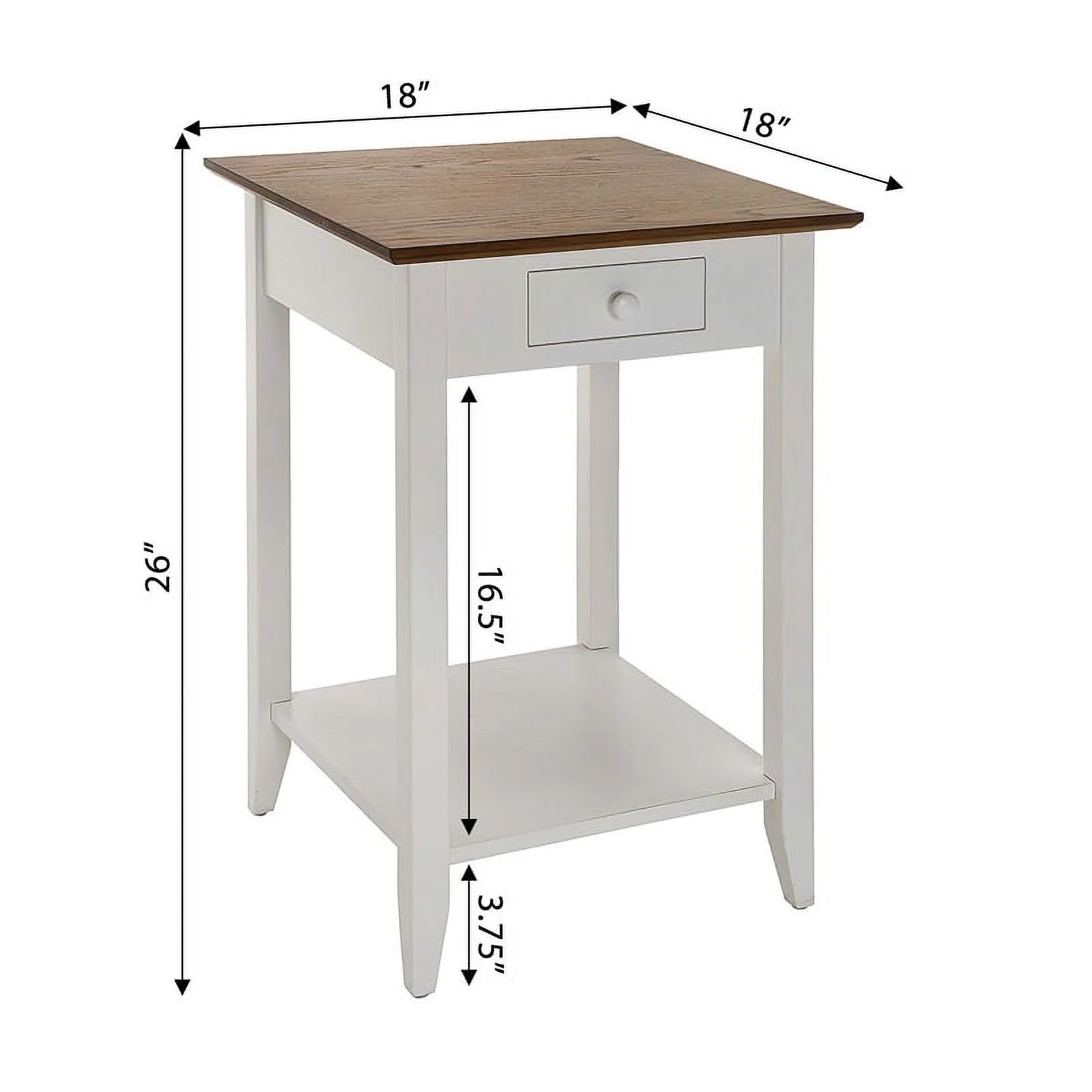 Pemberly Row One-Drawer End Table with Shelf in White Wood Finish