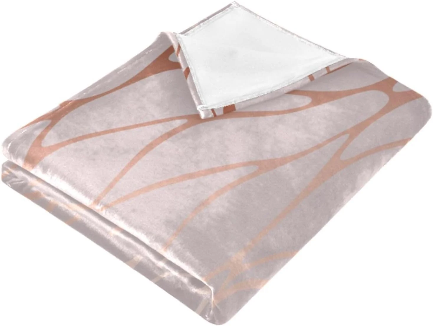 Wellsay Rose Gold Marble Soft Warm Fuzzy Throw Blanket 50
