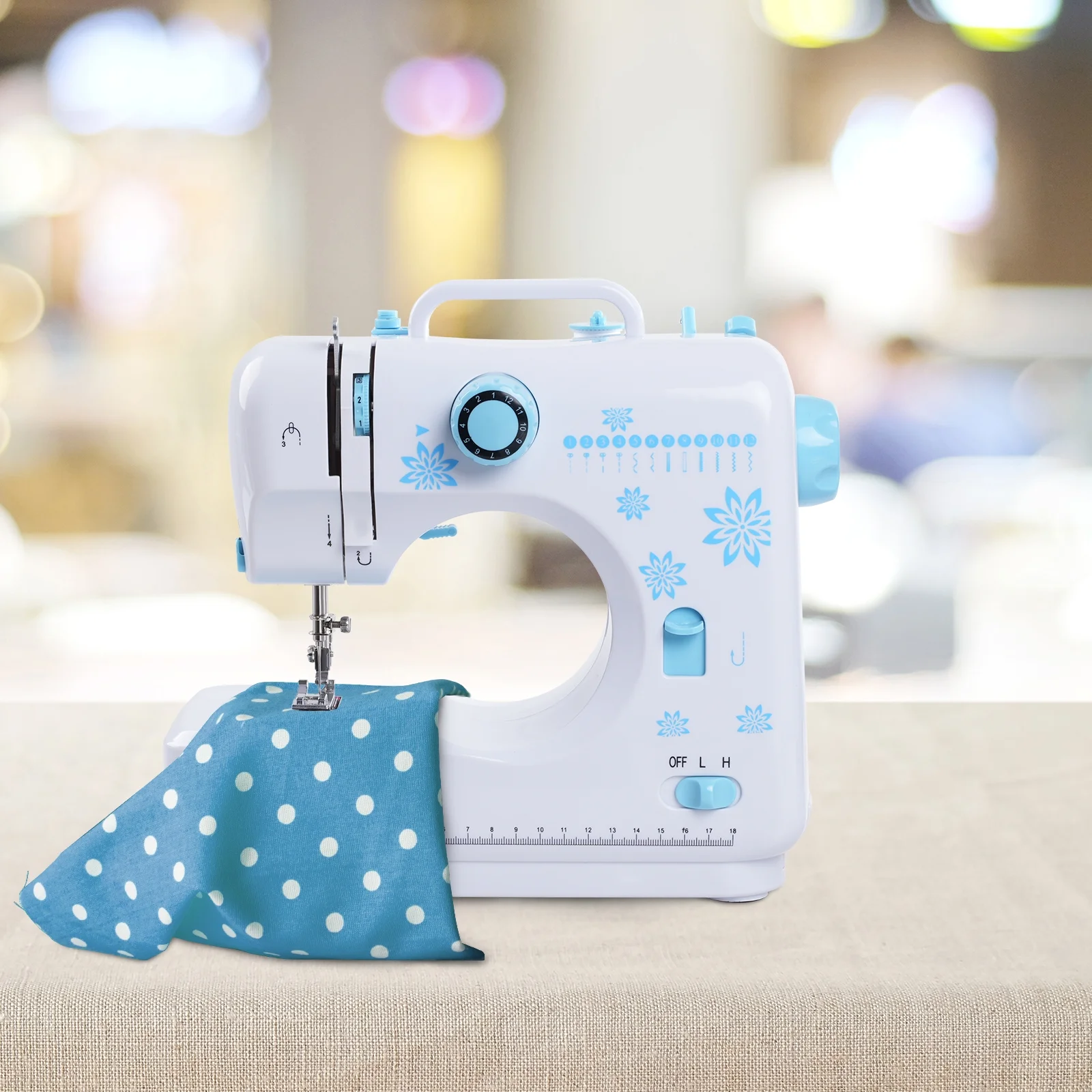 VAVSEA Sewing Machine with Extension Table, Portable Sewing Machine Included Accessory Kit, LED Light, 12 Built-in Stitches, Sewing Kit for Household Use, Perfect for Beginners, Blue