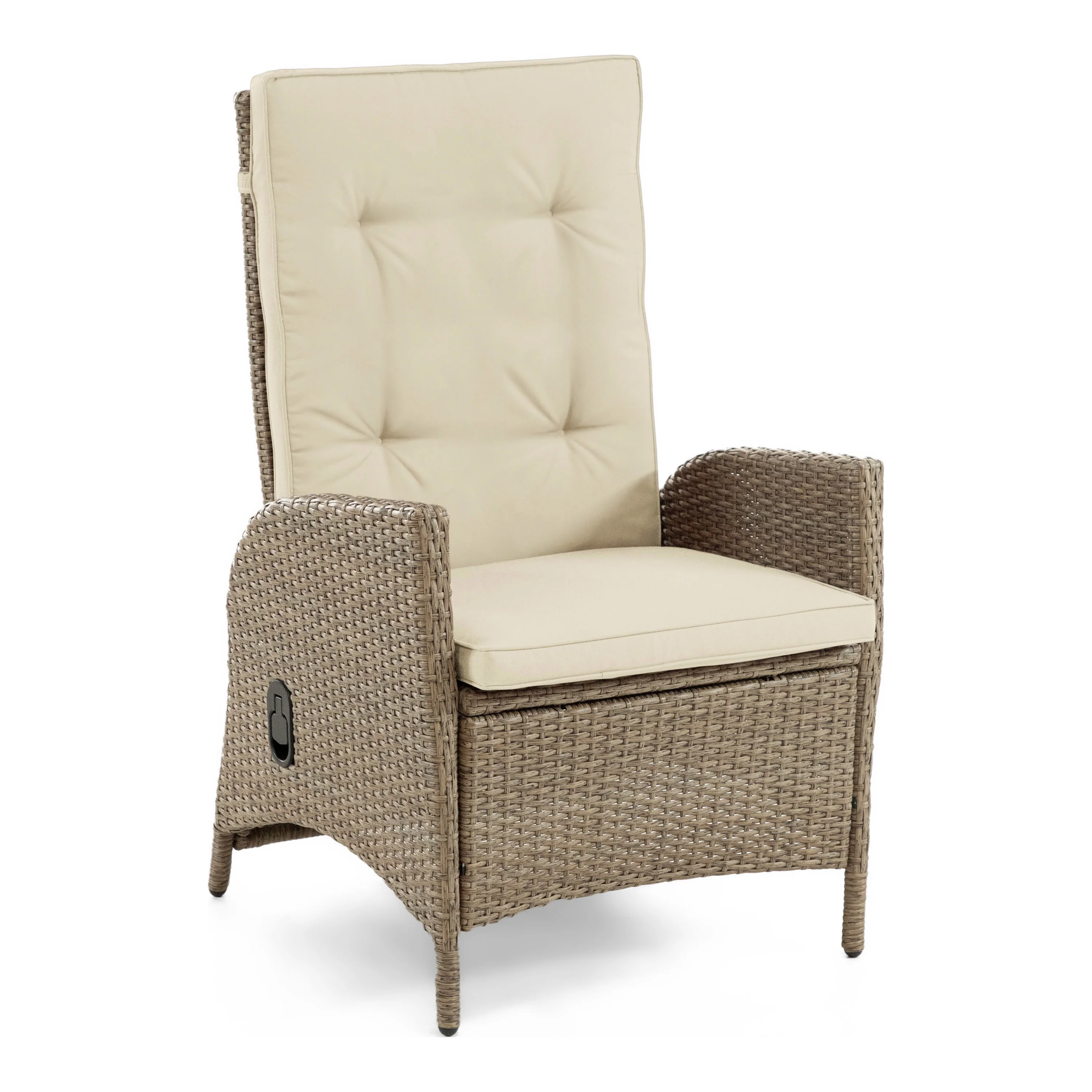 Furniture of America Alami Faux Wicker Patio Reclining Chairs, Set of 2, Beige and Brown